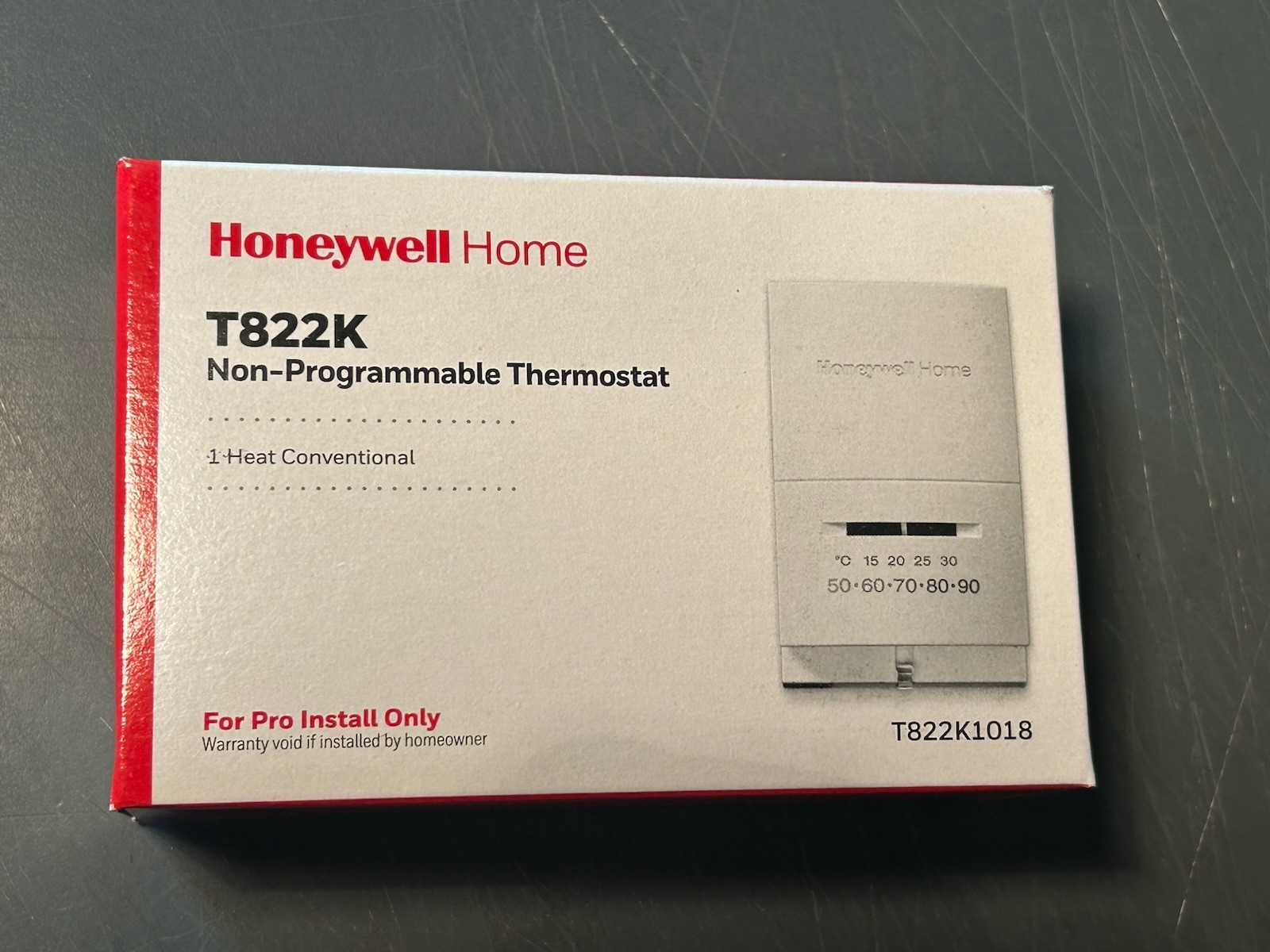 Brand New Honeywell T822K Thermostat Conventional Heat Only Non-Programmable