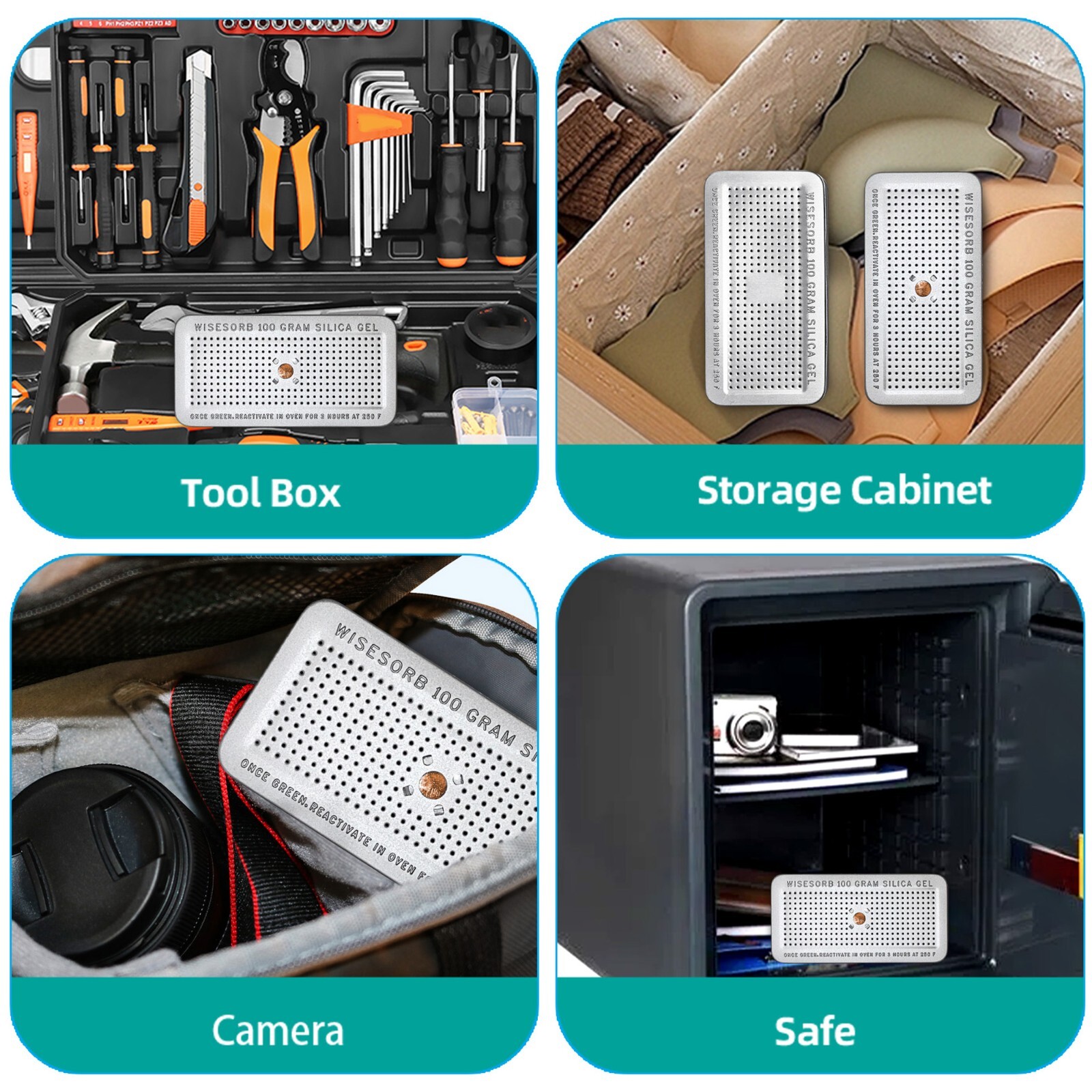 100 Gram Silica Gel Canister Reusable Desiccant Dehumidifier 1 Pack