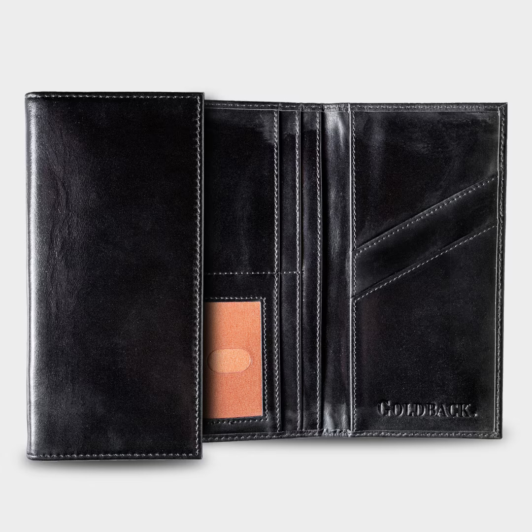 GOLDBACK BLACK LEATHER WALLET - V2 - HOLDS 1,5,10,25,50 GOLDBACK GOLD NOTES