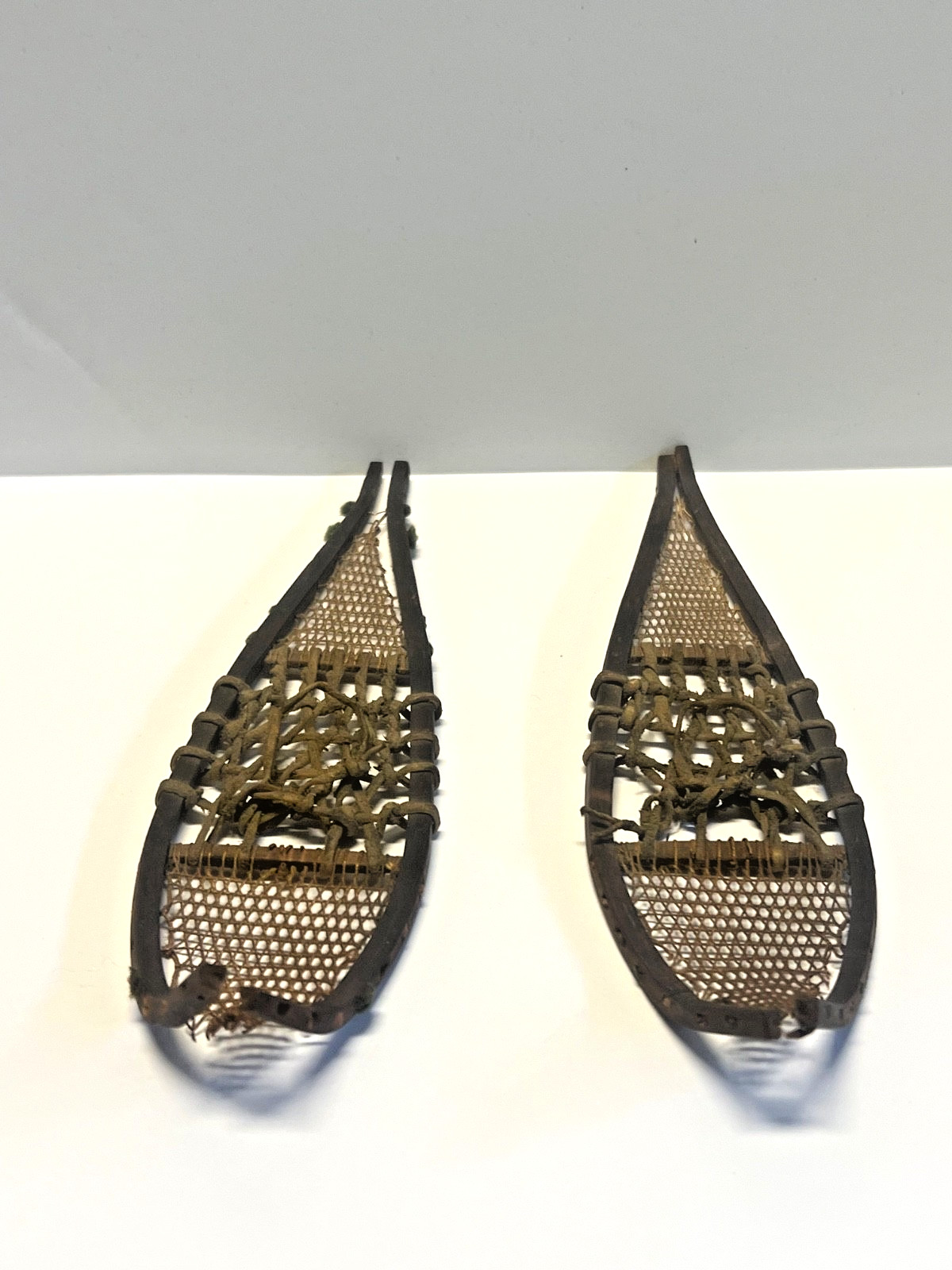 Antique Pair of Minature Native Athabaskan Weaved Snowshoes - DOLL SIZE; 1880's