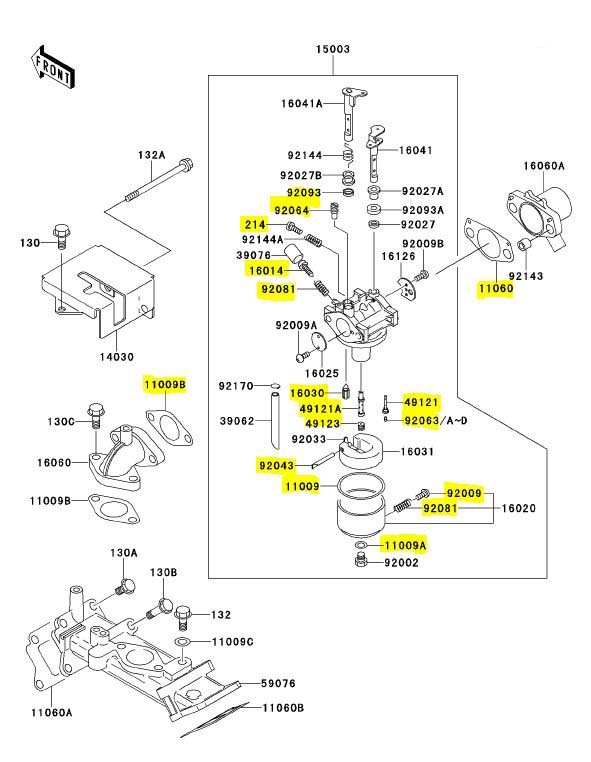 Kawasaki 2500 2510 2520 Mule Carburetor / Carb Rebuilds 15003-2509 Repair Kit