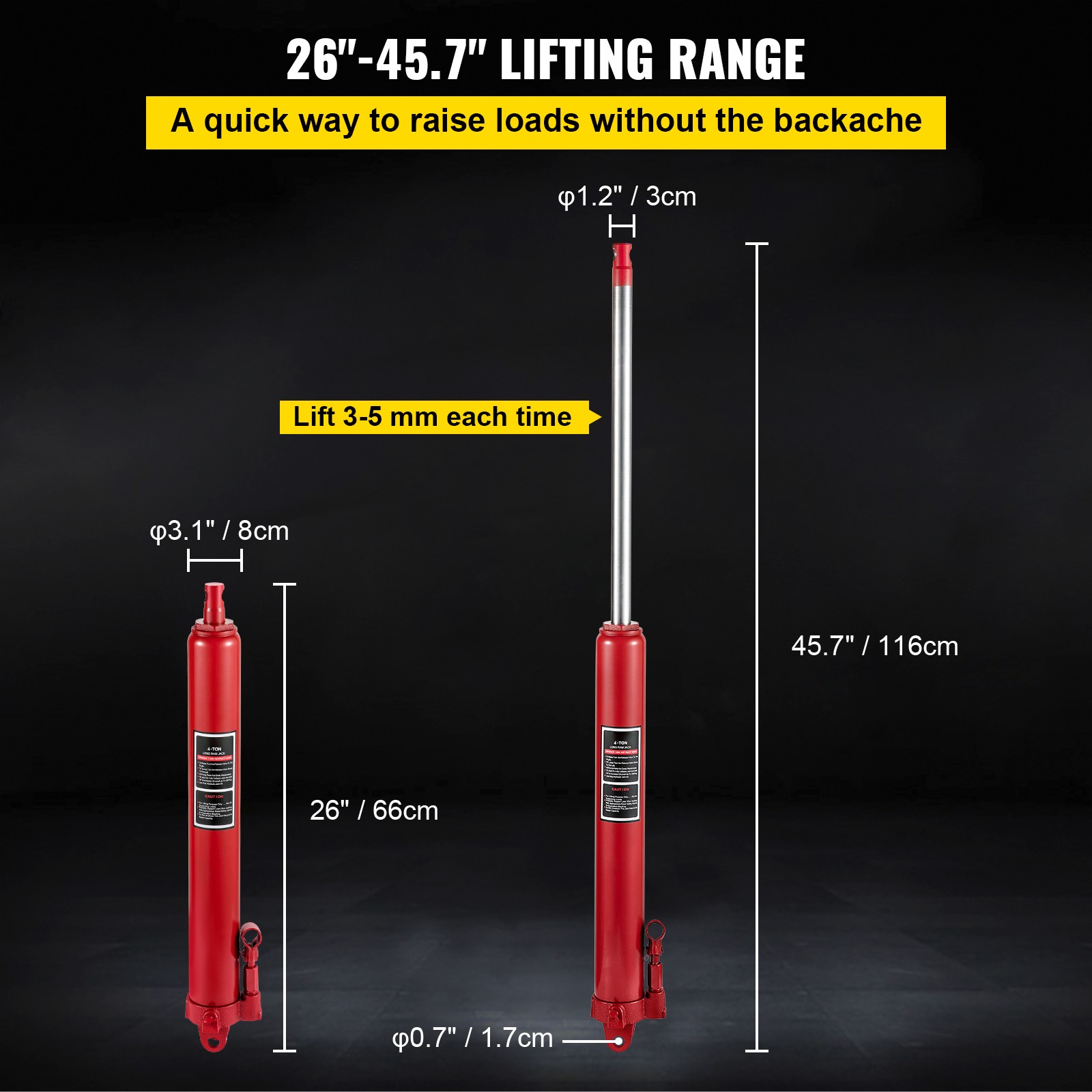 Uimoso 8 Ton Long Ram Hydraulic Jack Manual Single Piston Garage Engine Hoist