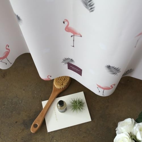 Quick-Dry Lightweight Shower Curtain – Made in 71"W x 74"L (Pack of 1) Flamingo