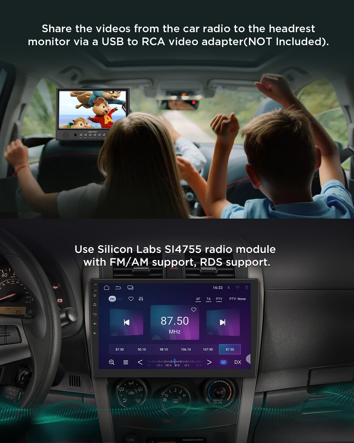 OBD2+In Dash Universal Double 2DIN 10.1" Car GPS Android 13 Stereo Radio CarPlay