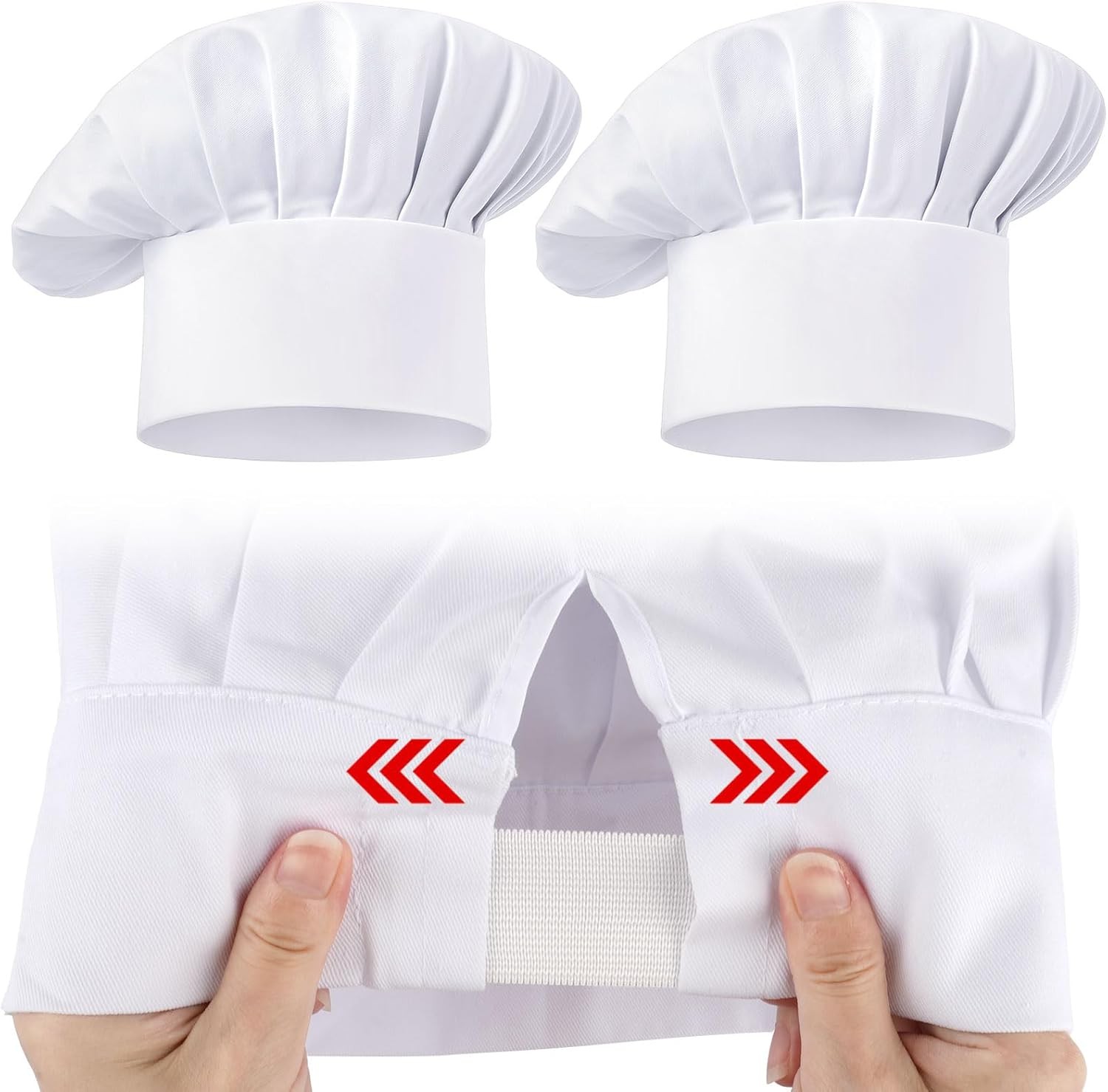 2 Pcs Chef Hats for Men, Chef Hat, Adjustable Elastic Chef Caps for Women, Baker