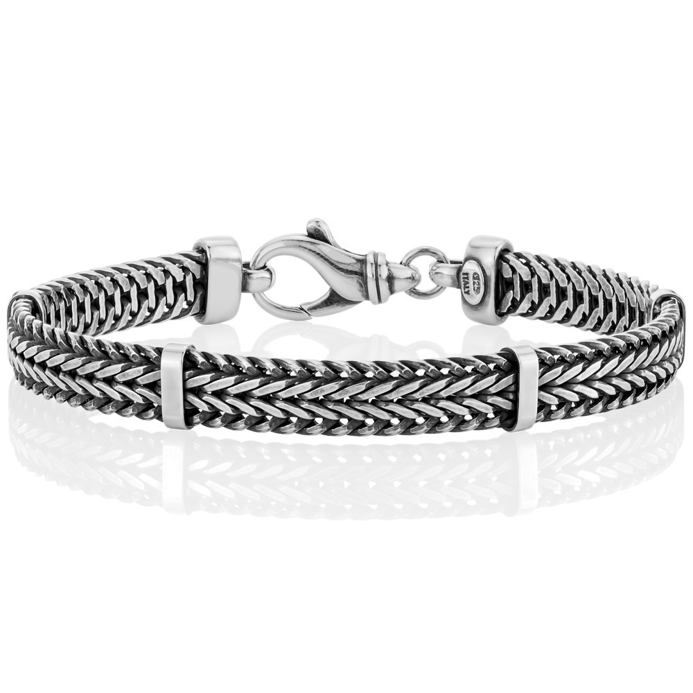 Italian silver bracelet for men , made in Italy of Solid 925 Sterling Silver