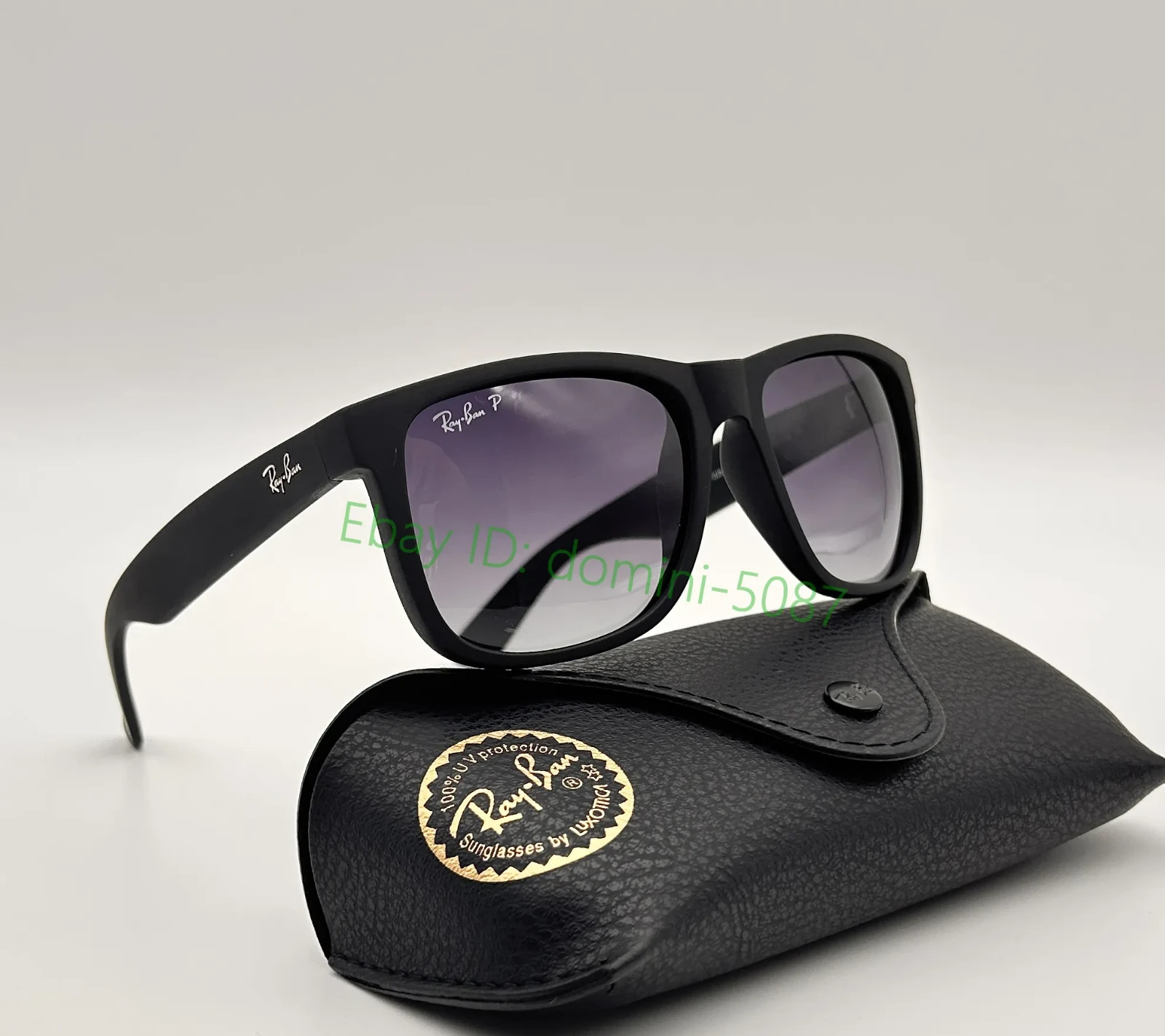 Ray-Ban RB4165 Justin Polarized Sunglasses 54mm Matte Black UV Light Grey Lens