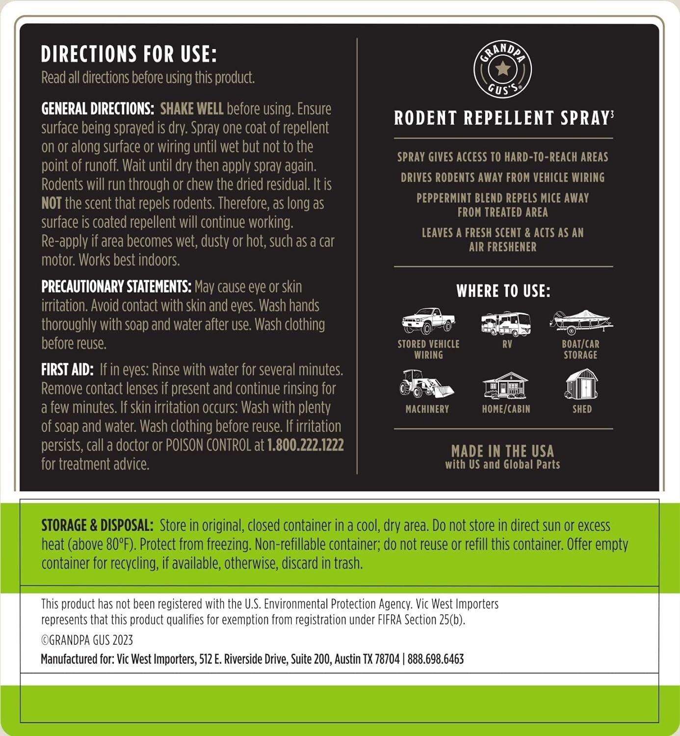 GRANDPA GUS'S Mouse Rodent Repellent, Peppermint & Cinnamon Oil Formula, 1 gal.