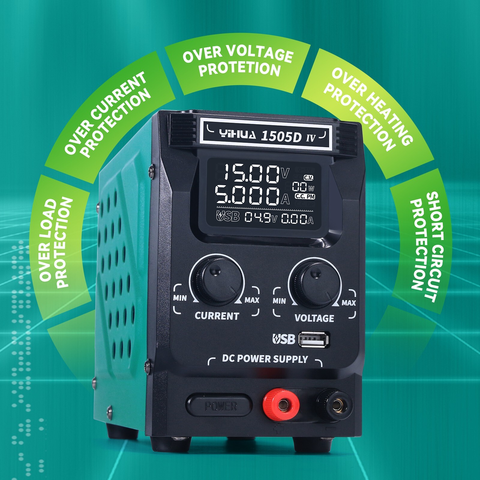 YIHUA 813 DC Power Supply Hot Air Gun Soldering Station 4 In 1 Phone Repair Tool