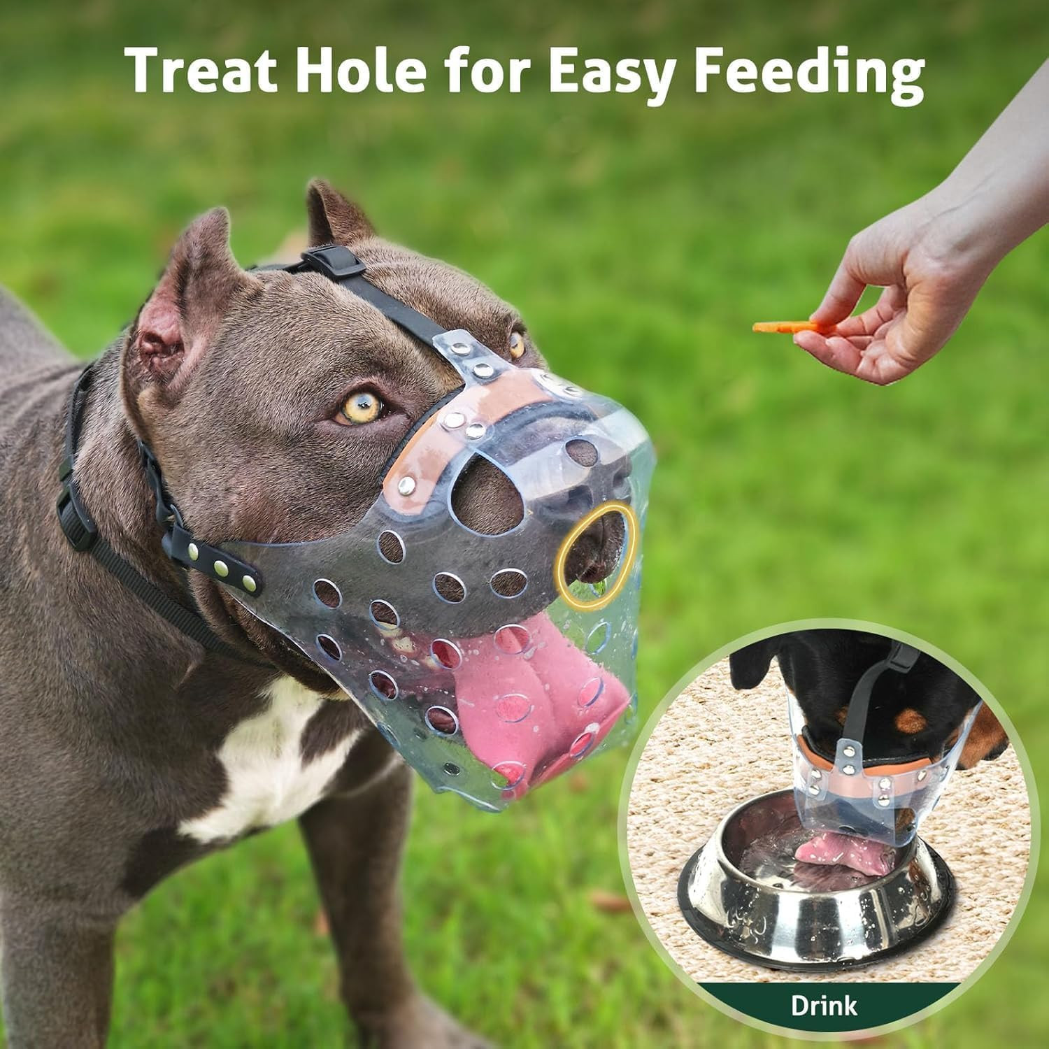 Pitbull Muzzle, Basket Muzzle for Large Dogs Rottweiler to Prevent Biting Che...