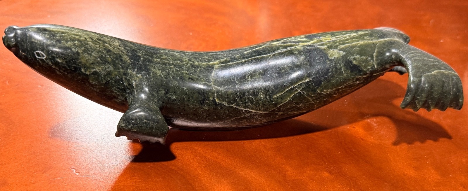 Inuit Serpentine Seal (Otter?)  11" - Signed Ning Ashoona, Beautiful