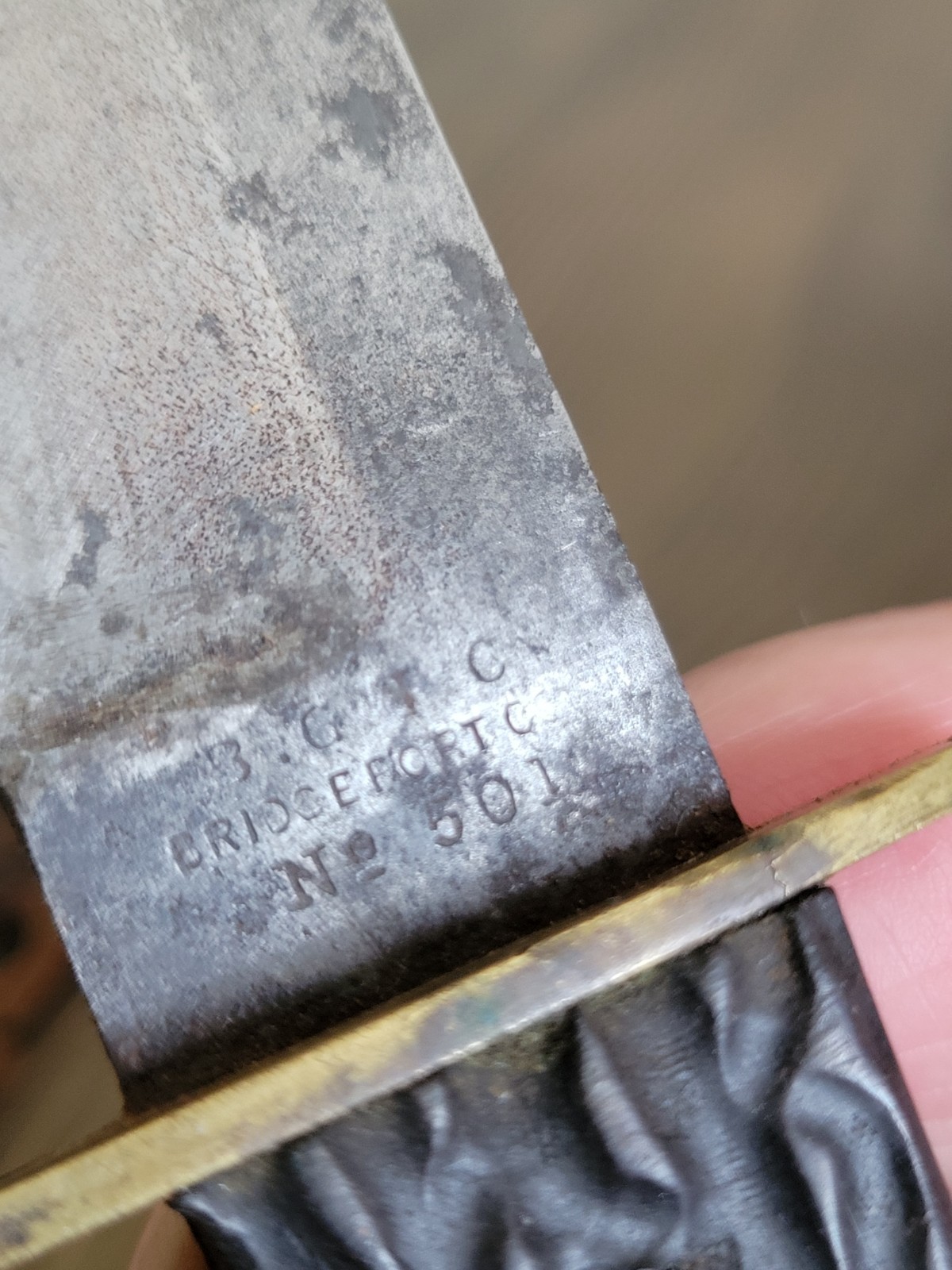 Bridgeport Gun Company Buffalo Handle Bowie Knife, Antique