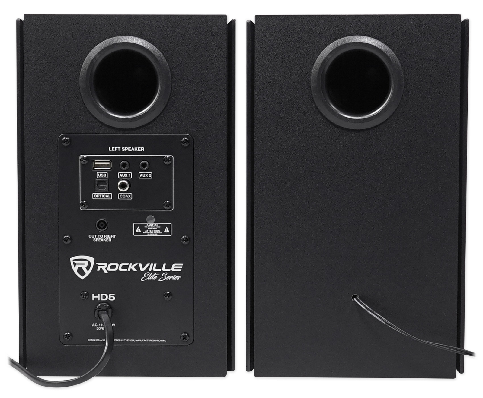 (2) Rockville HD5B 5" Powered Studio Monitor Bluetooth Bookshelf Speakers-Black