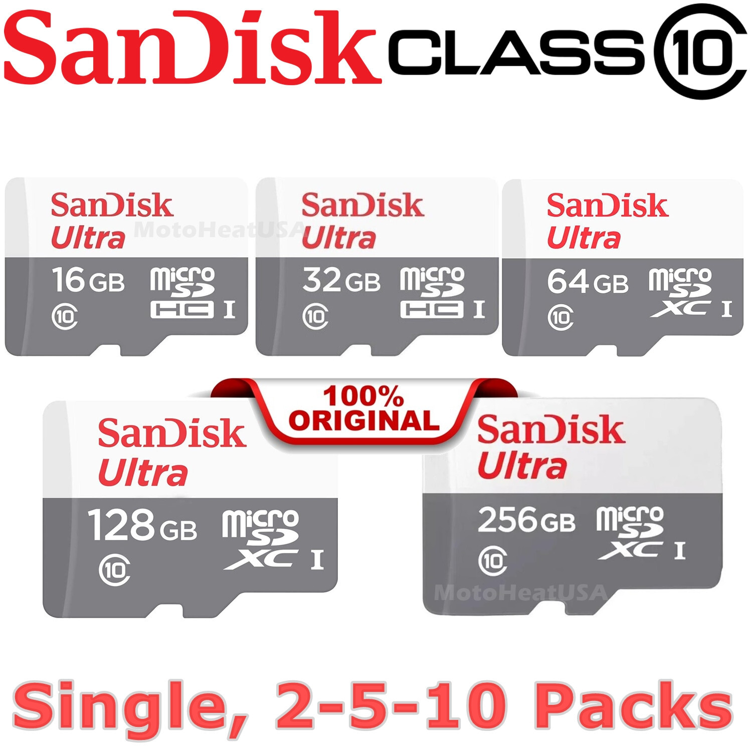 SanDisk Ultra MicroSD 16GB 32GB 64GB 128GB 256GB SD Memory TF Card Reader Lot