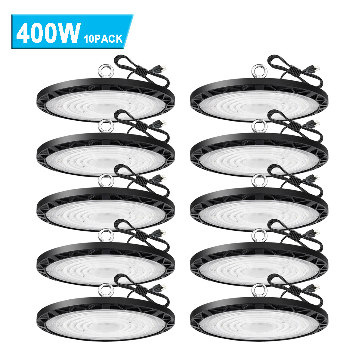 10Pcs UFO LED High Bay Light 400W Commercial Industrial Warehouse Garage Light