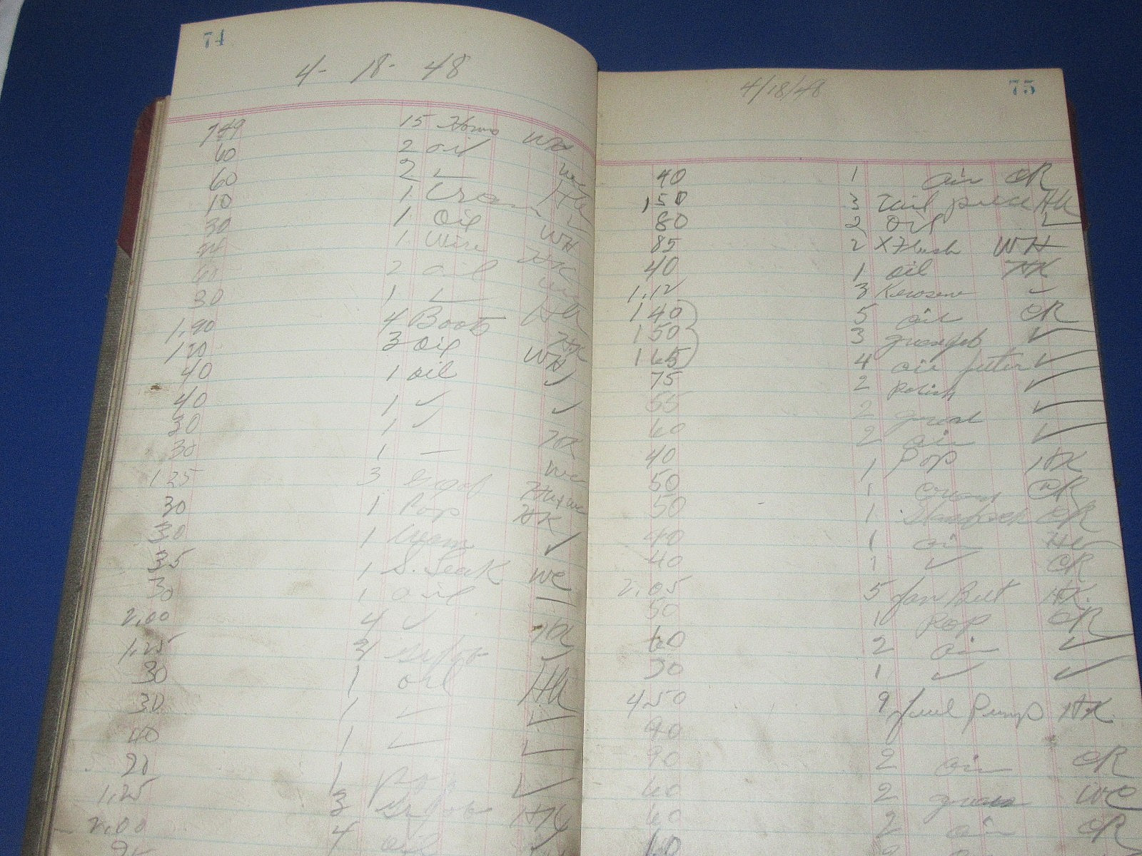 Antique 16" General Country Store Hand Written 1948 Ledger Counter Book, WV