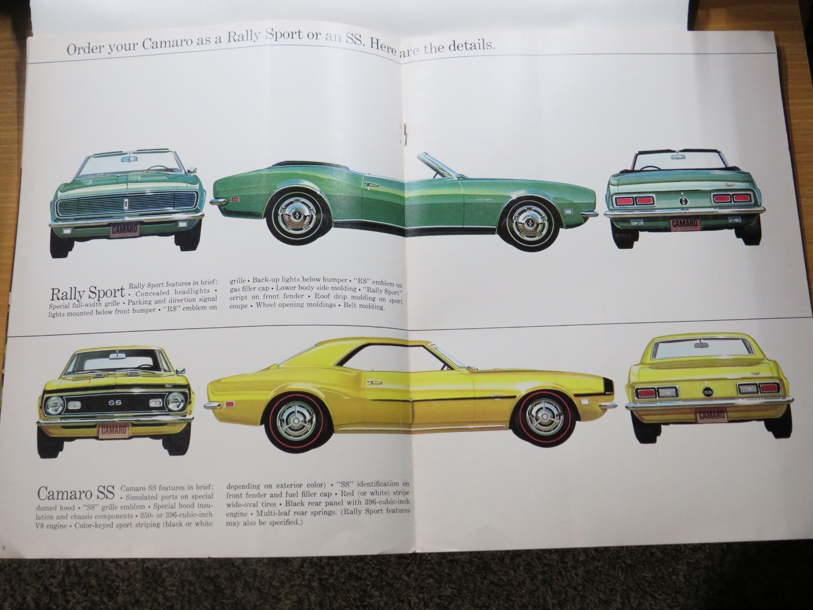 1968 Chevrolet Camaro RS, SS, Dealer Sales-Showroom Autoshow Brochure