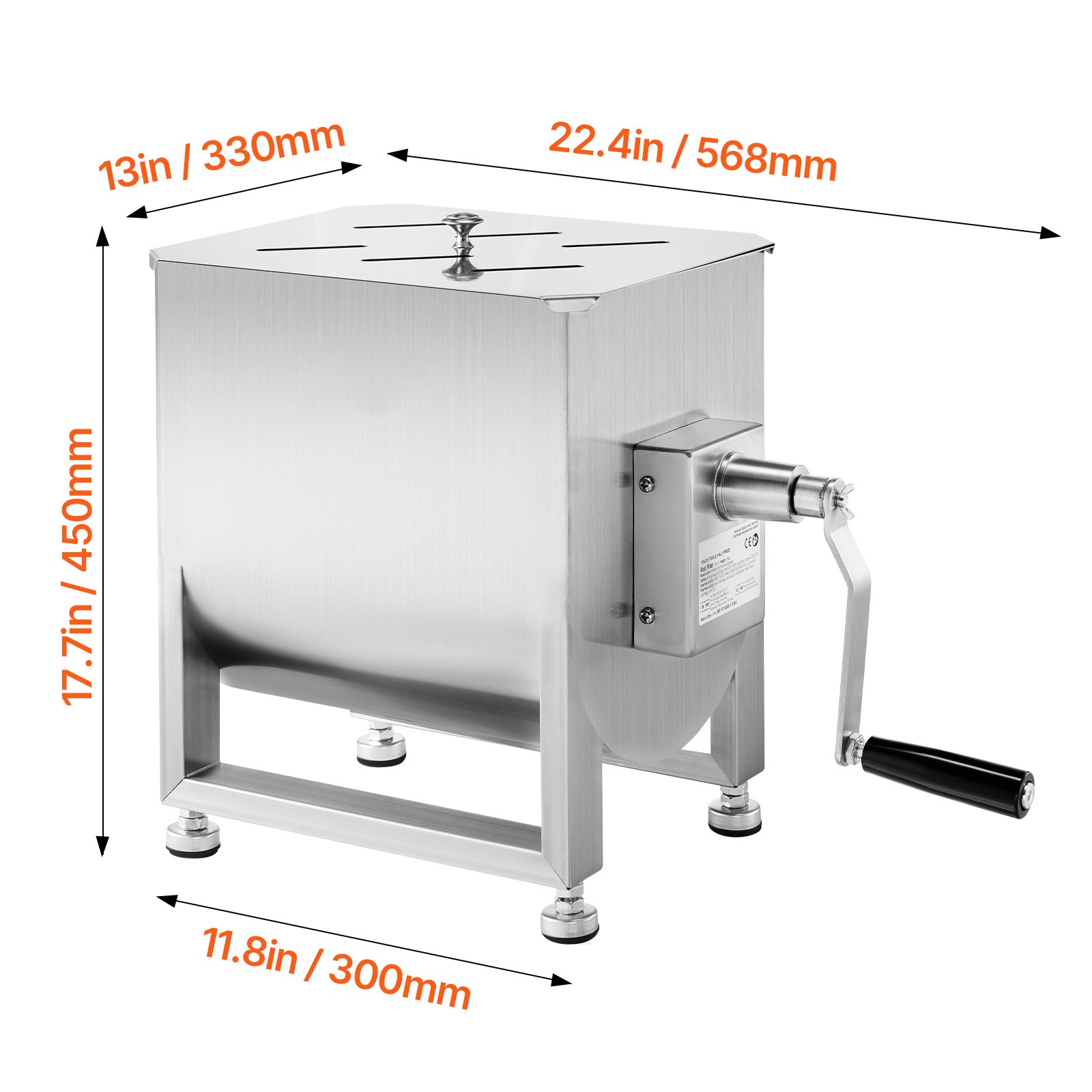 Commercial Manual Meat Mixer 30LB Meat Sausage Hand Mixing Machine Stainless