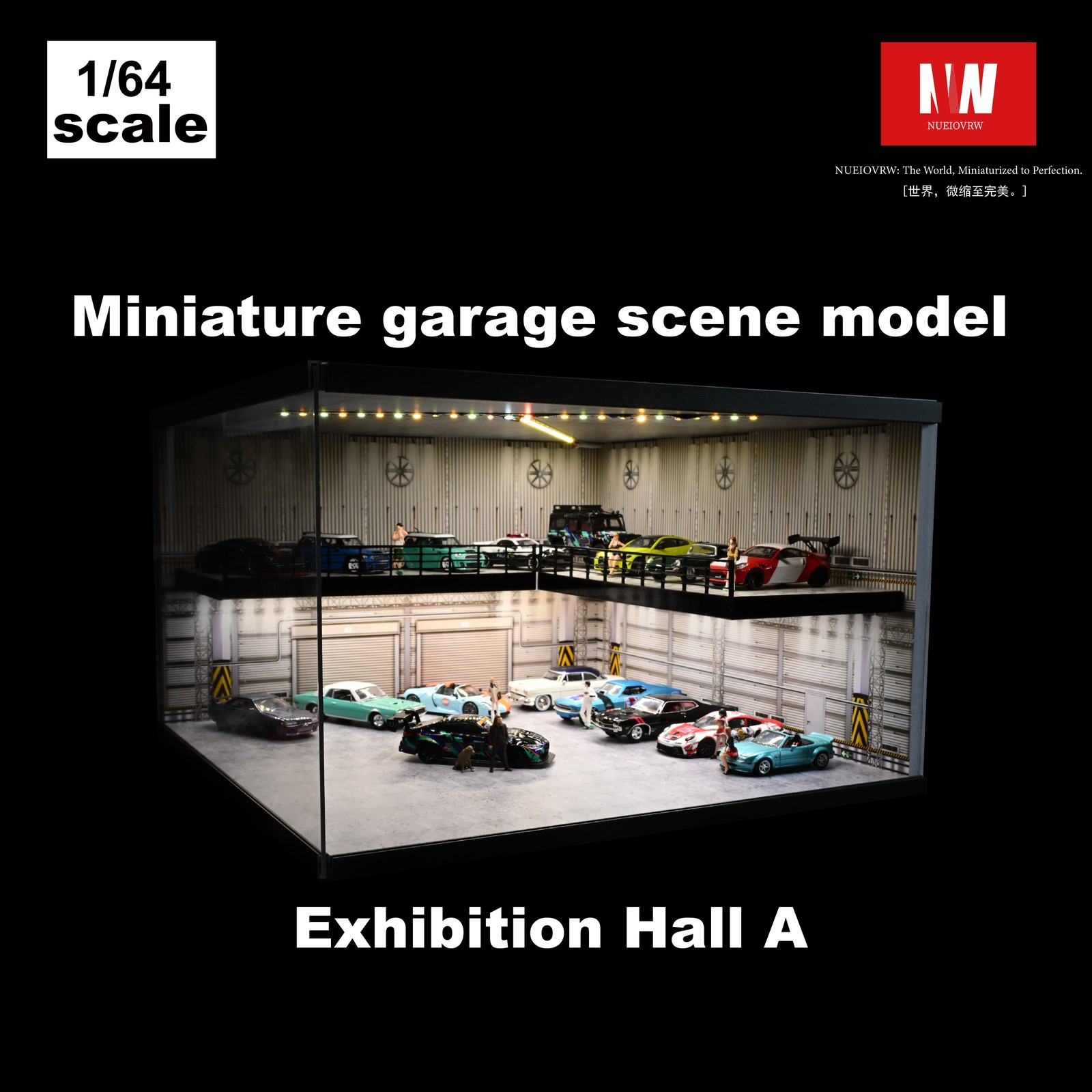Diorama 1:64 Parking Lot Model LED Lighting Diecast Garage Model Display Case US