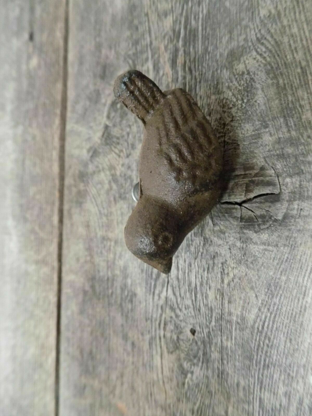 12 CAST IRON BIRD CABINET KNOBS PULLS DRAWER DRESSER HANDLES RUSTIC BIRDS WREN