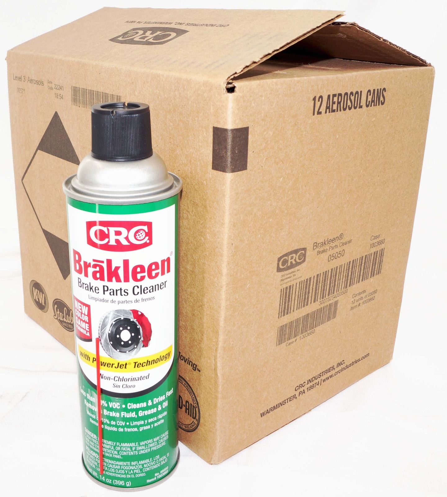 Case of 12 CRC Brakleen Brake Parts Cleaner w/ PowerJet Technology Spray 05050