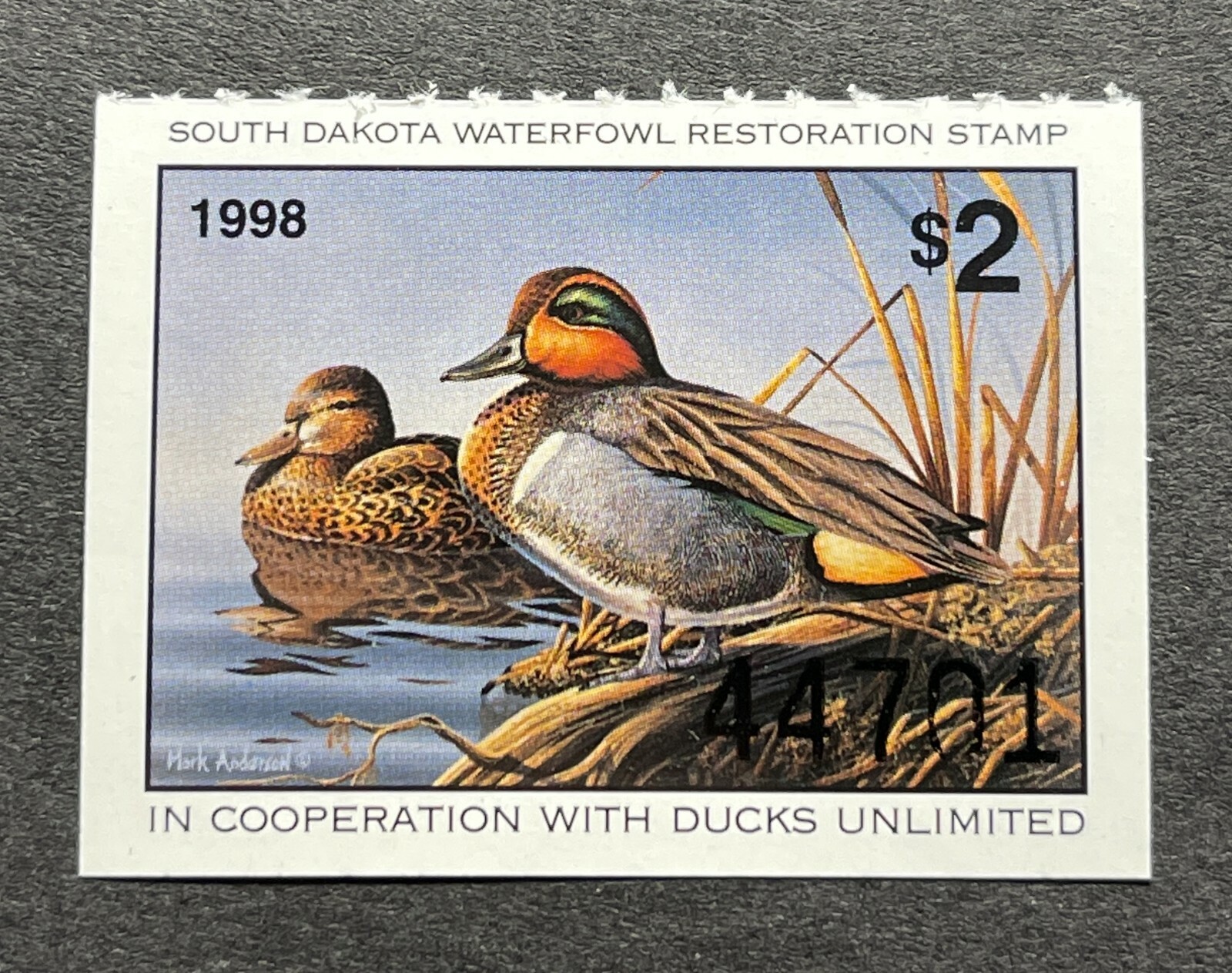 WTDstamps - 1998 SOUTH DAKOTA Dakota - State Duck Stamps - Mint OG NH