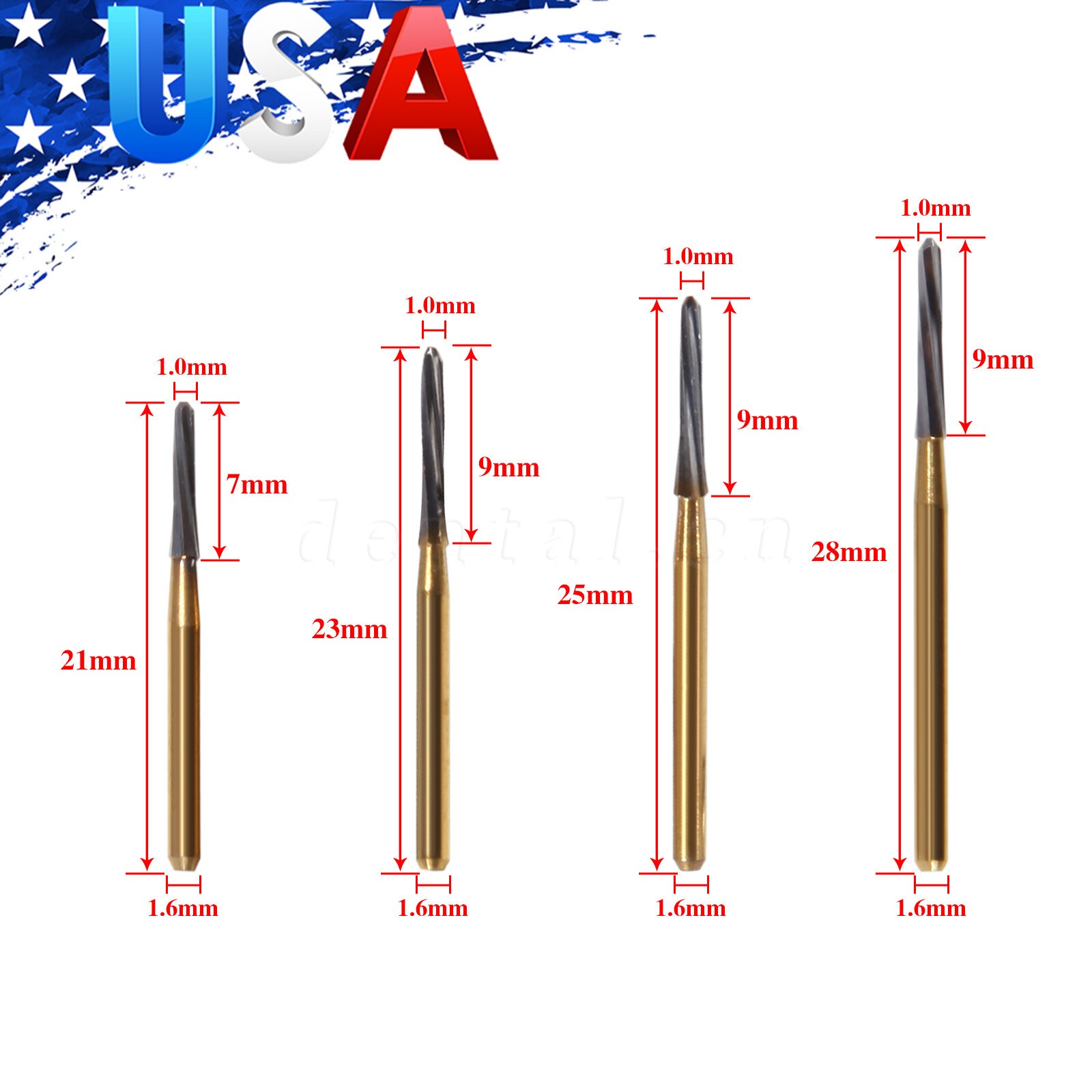 5-100 pcs Dental Carbide Bur Endo-Z Tungsten Steel Drills FG 21mm/23mm/25mm/28mm