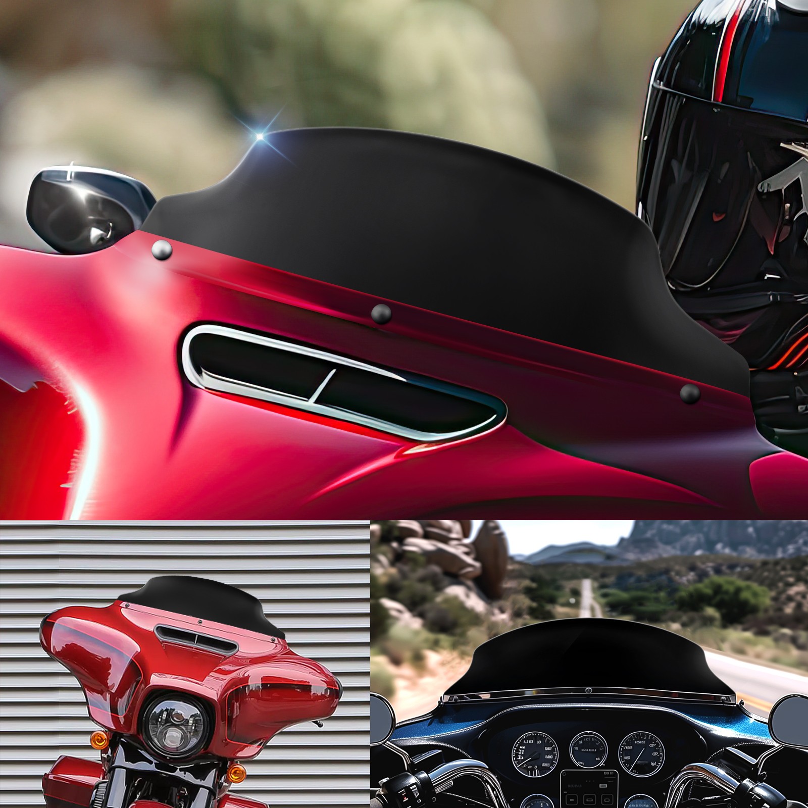 4.5" 7" 9" Wave Windshield Windscreen For Harley Touring Street Glide 2014-2024