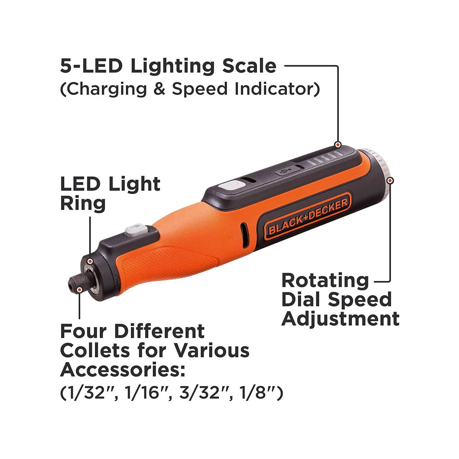 BLACK+DECKER 8V MAX* Cordless Rotary Tool With 35-Piece Access. Set- BCRT8K35APB