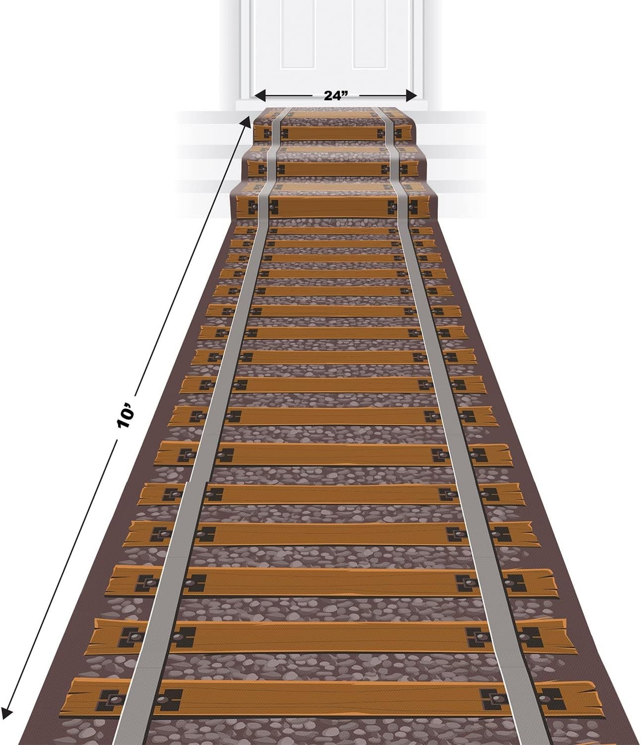 24" x 10" Railroad Track Aisle Runner - Ideal for Birthday and Christmas Parties