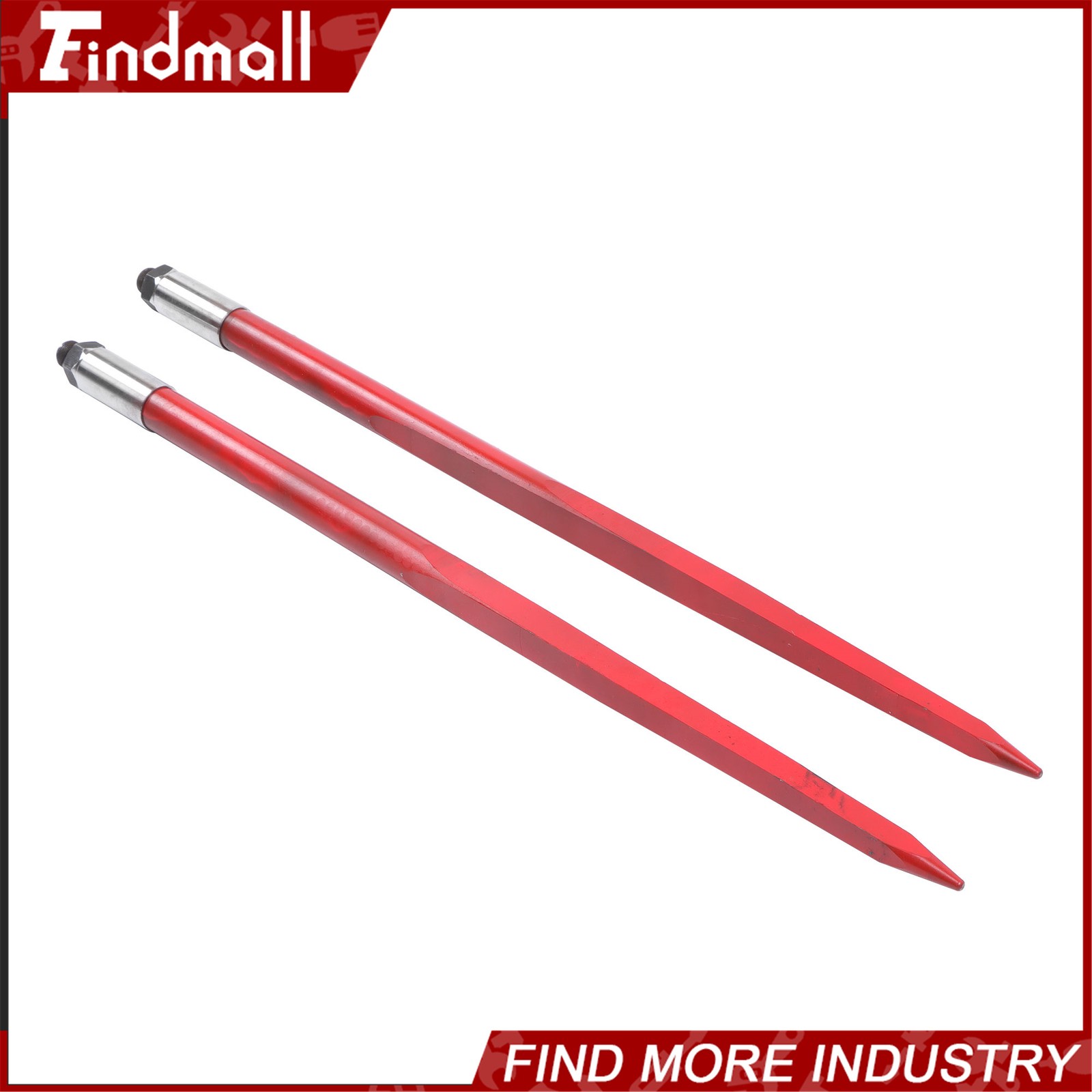 43" Hay Bale Spear Red 3000lbs Capacity Spike Fork Fit For Tractors Loaders 2Pcs