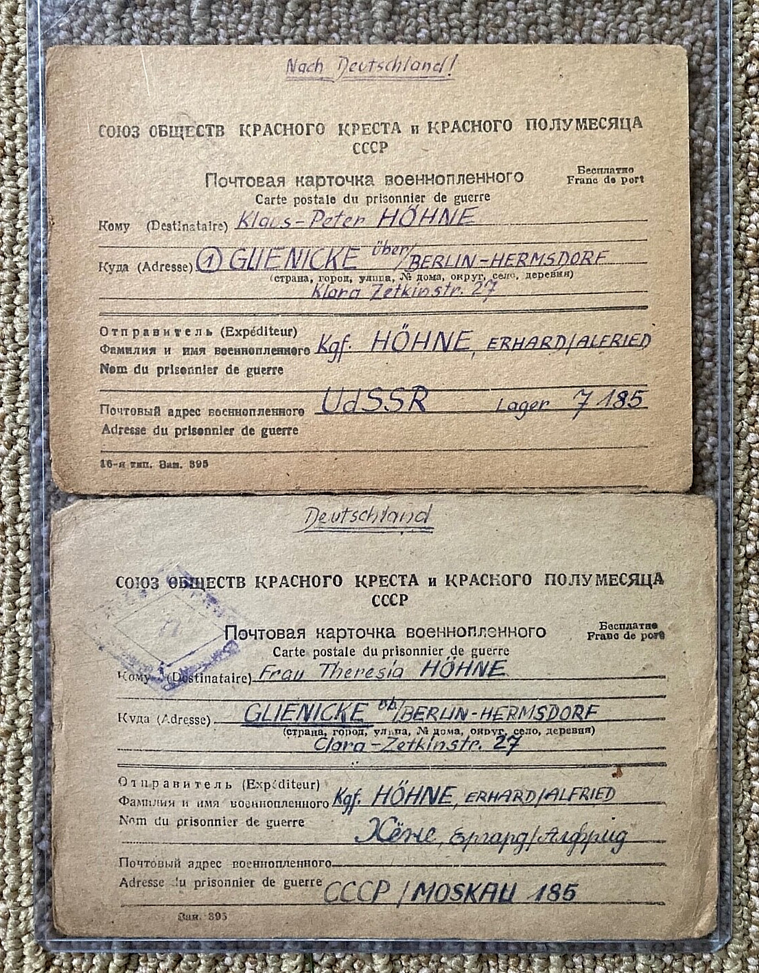 RARE! WW2 GERMAN PRISONER OF WAR FAMILY CORRESPONCE ARCHIVE (BERLIN-MOSCOW) 1946