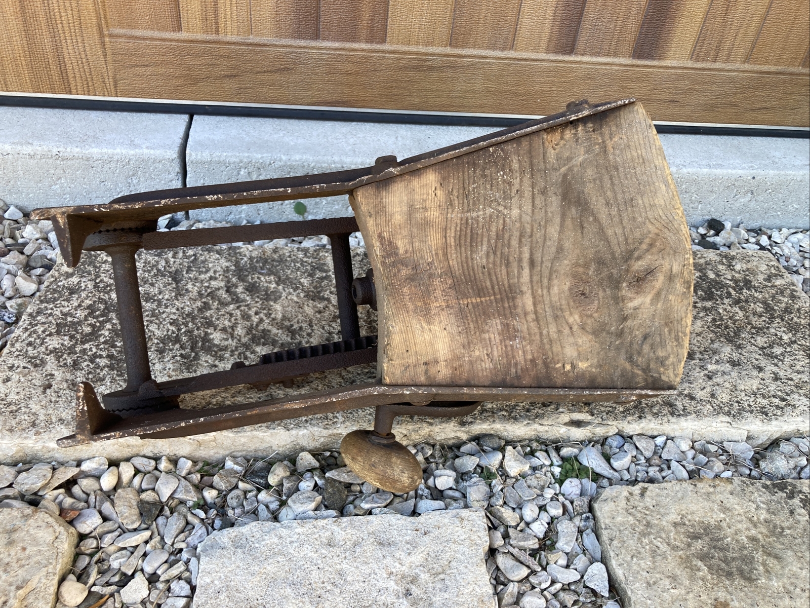 Antique Buckeye Boss Barn Beam Auger Drill Wood Cast Iron Anderson Indiana