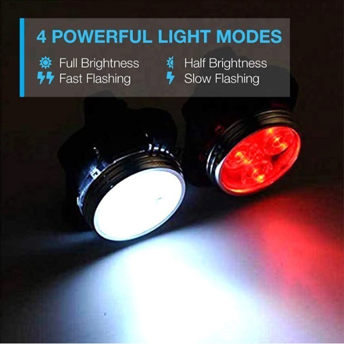 4PCS Mountain Bike Lights USB Rechargeable Bicycle LED Torch Front Rear Lamp Set