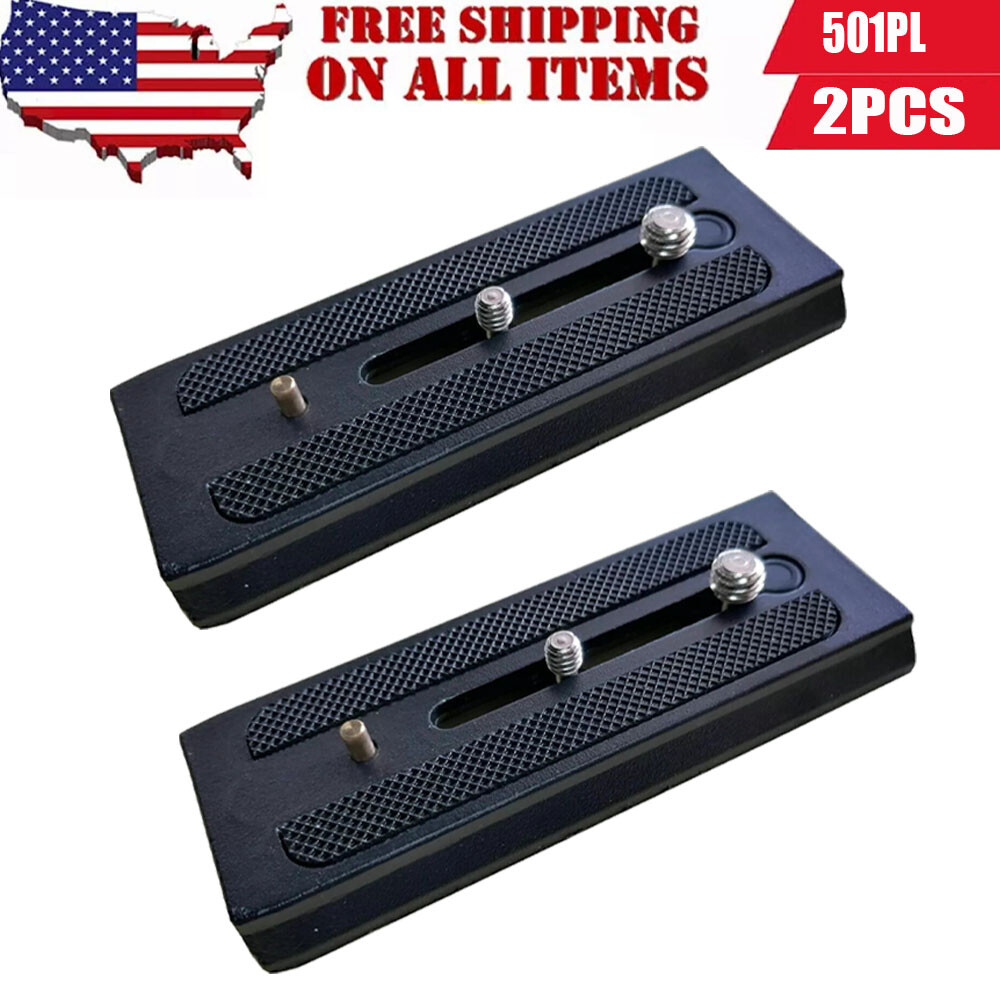 2*Sliding Quick Release Plate Adapter Plate for Manfrotto 500ah 701 577 Benro S4