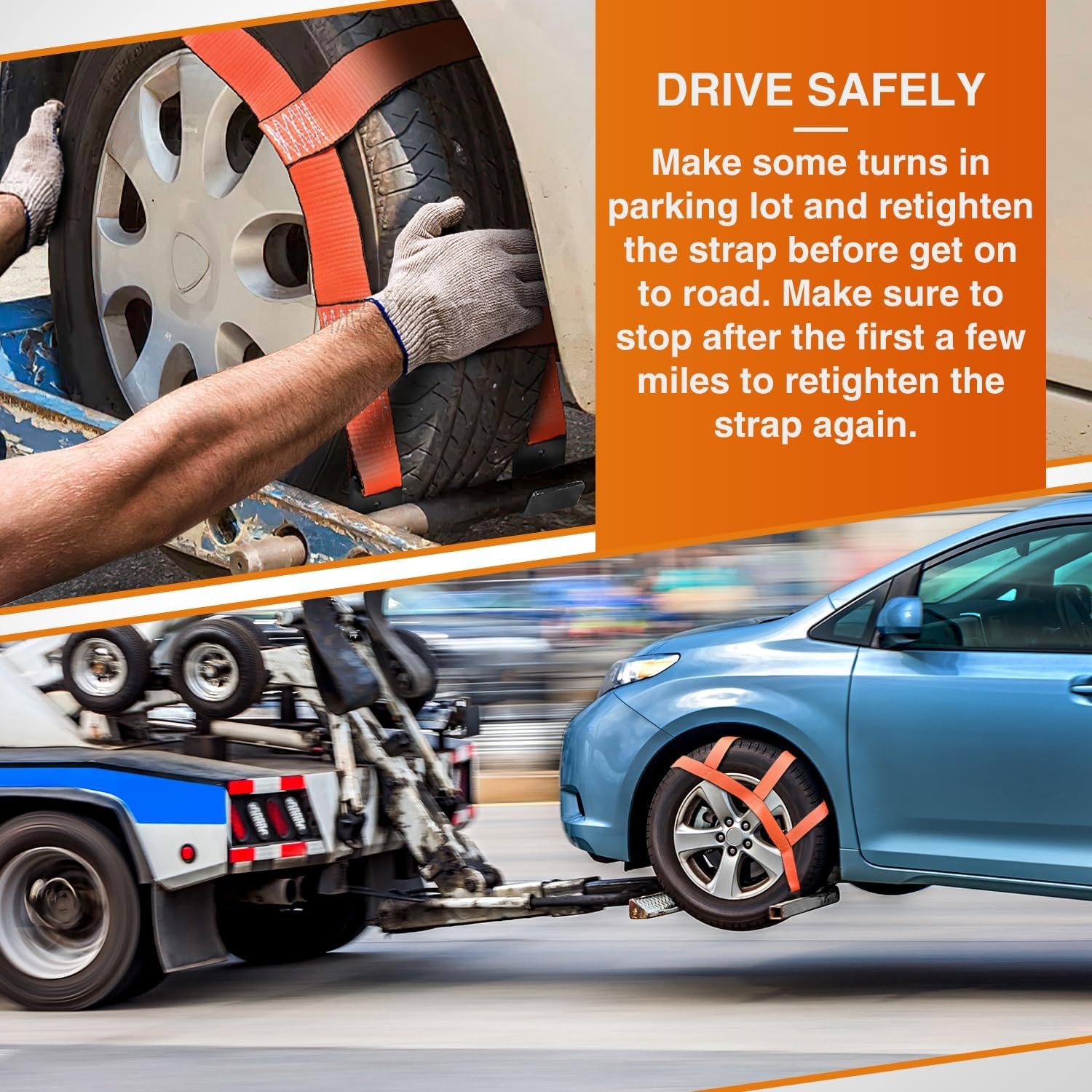 Nilight Tow Dolly Basket Straps with Flat Hook for 14”-19” Tires Car Heavy Duty