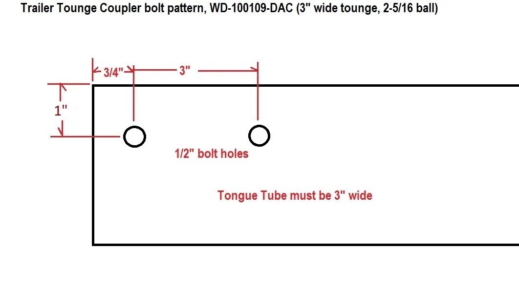 2 5/16" Ball Trailer Dacromet Coupler Hitch 8500# 3" Wide Tongue Bolt on Boat