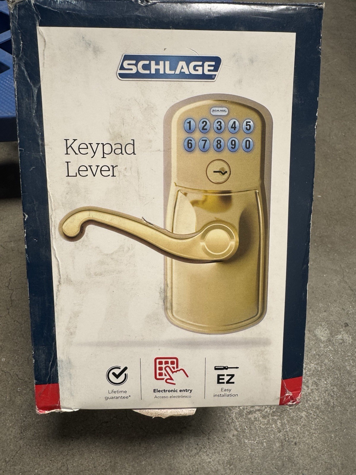Schlage FLA Bright Brass Plymouth Keypad Entry Lever - Gold Tone...