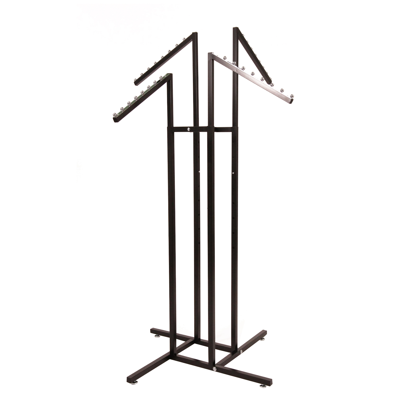 SSWBasics Black 4 Way Adjustable Clothing Rack with Slanted Arms - Retail