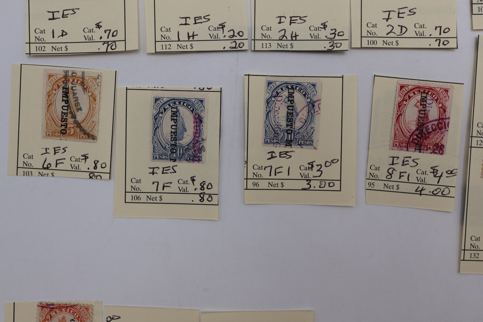 MEXICO REVENUE PAGE LOT ALL DIFFERENT IES1 IES45 WITH TALON IMPUESTO ESPECIAL