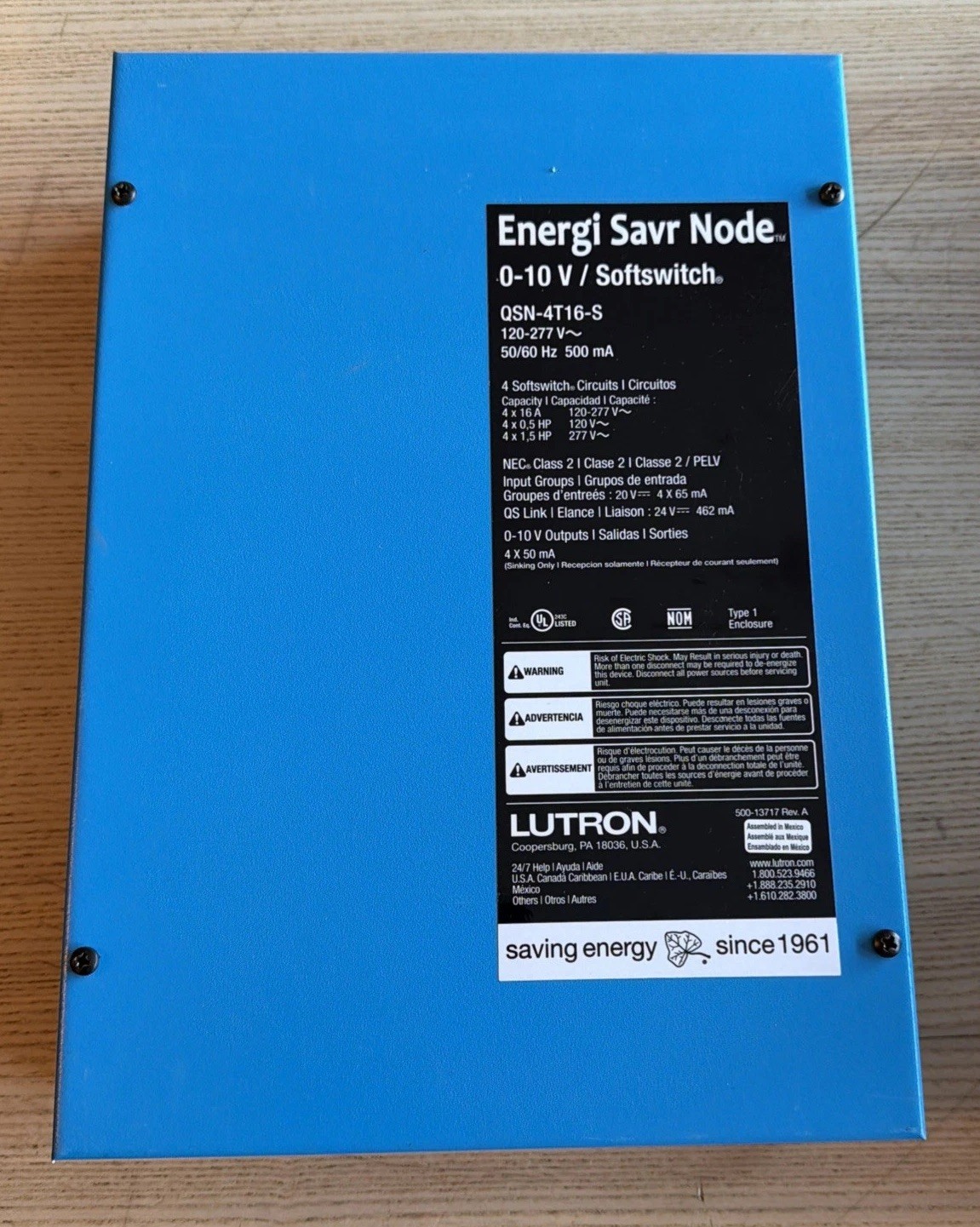 LUTRON QSN-4T16-S Softswitch Energi Savr Node