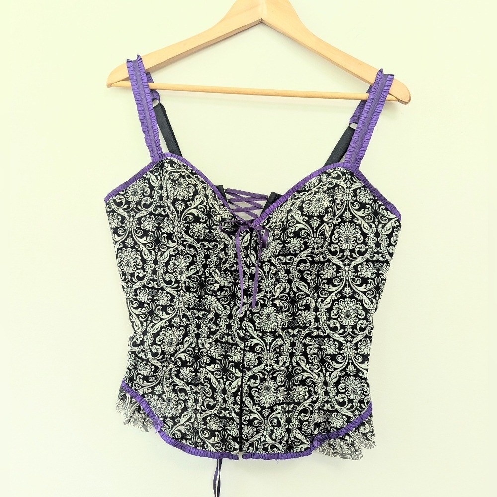 Cacique Baroque Mesh Corset Top Romantic Coquette Y2K Whimsigoth 18/20 Plus