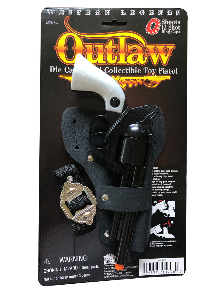 Outlaw Die-Cast Cap Gun Toy Pistol Cowboy Pearl Colt 45 Revolver Western Legends