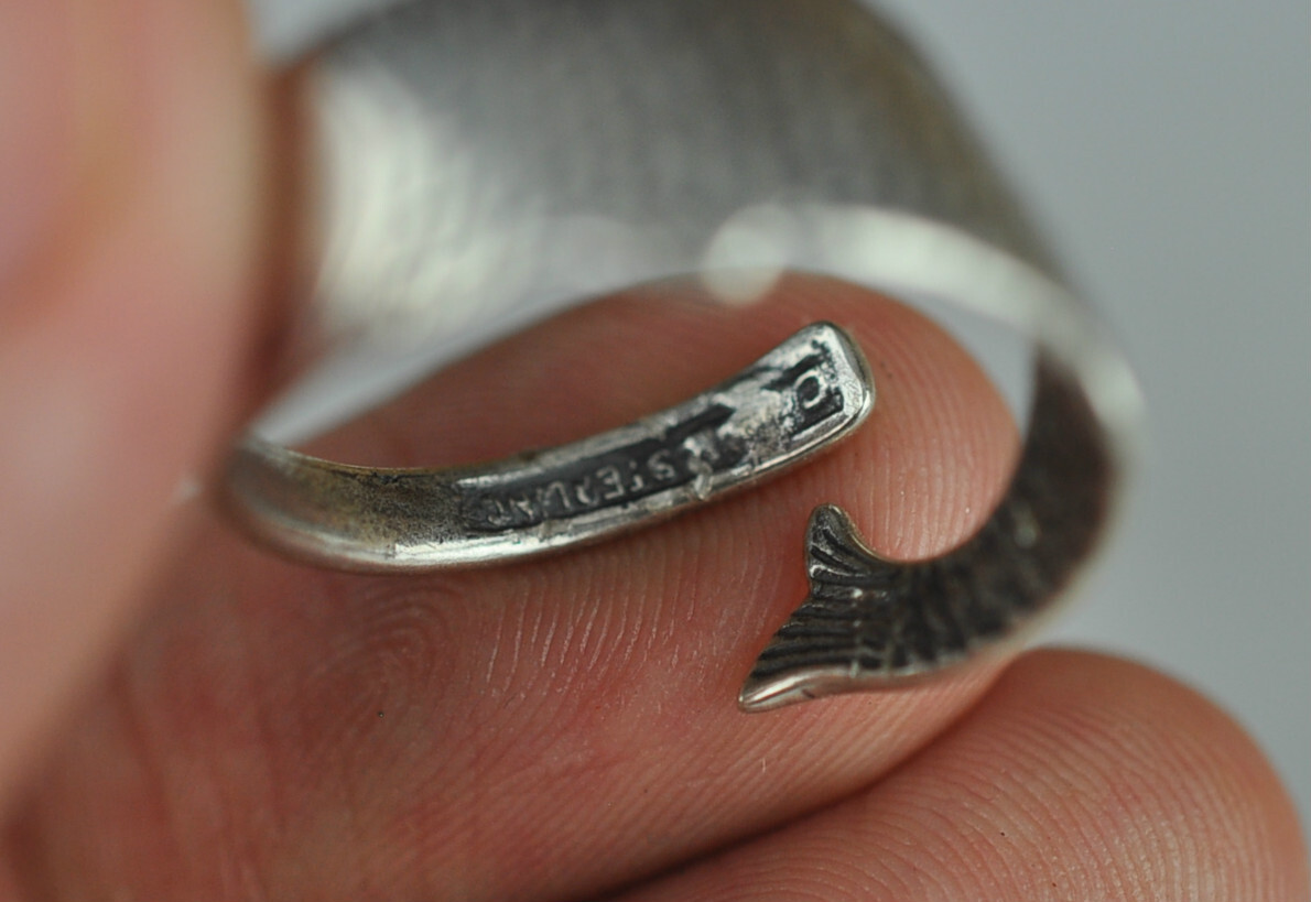 Dainty Solid 925 Sterling Silver Small Fish Adjustable Spoon Ring