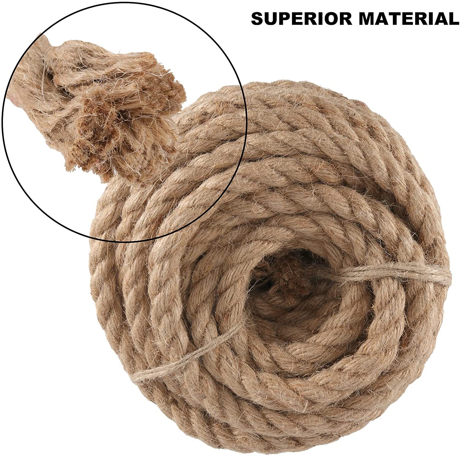 Natural Thick Hemp Rope Twisted Strong Jute Rope 4-Strand Burlap Rope for Craft