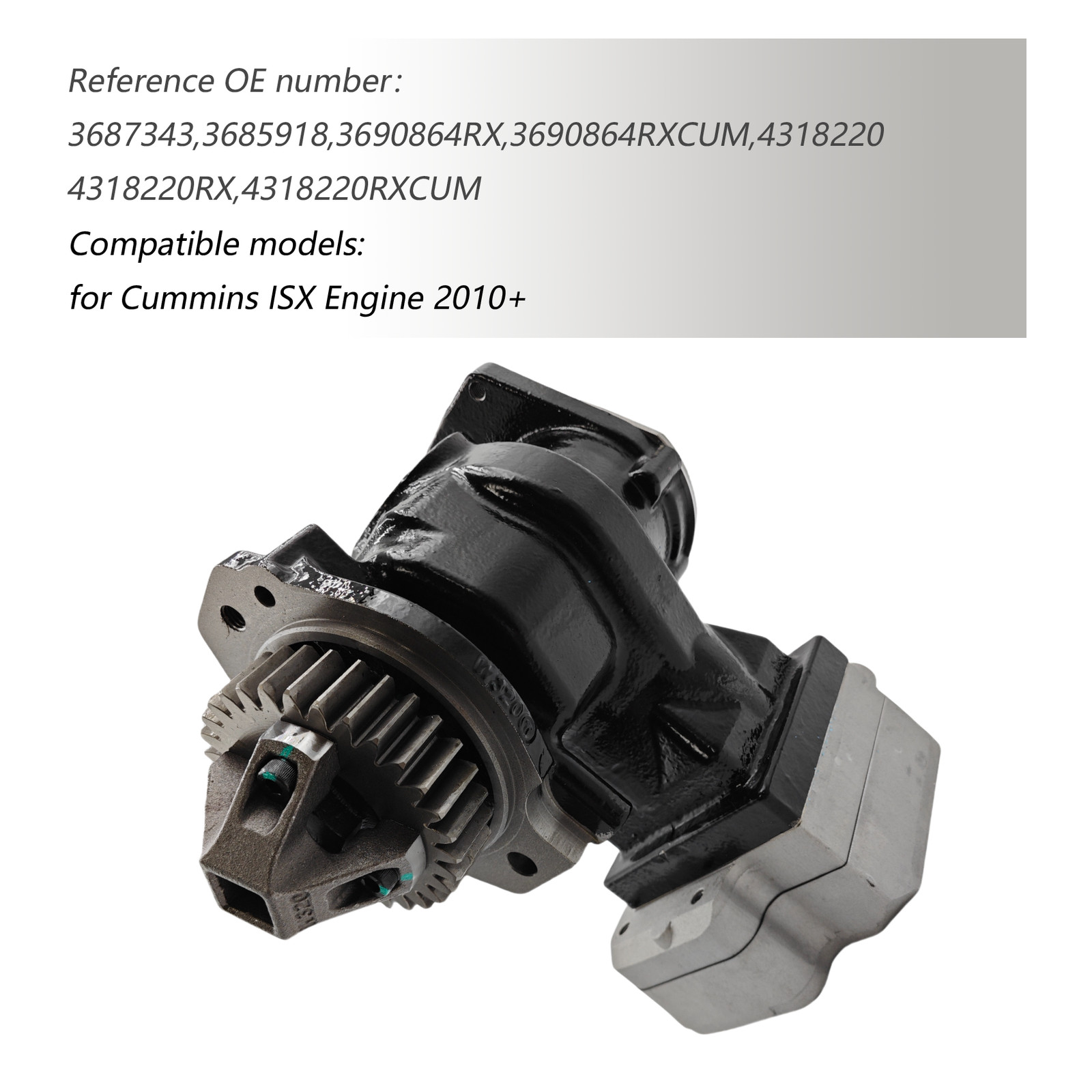 Air Compressor For Cummins ISX Engine 2010 and newer 3687343 3690864RX 4318220RX