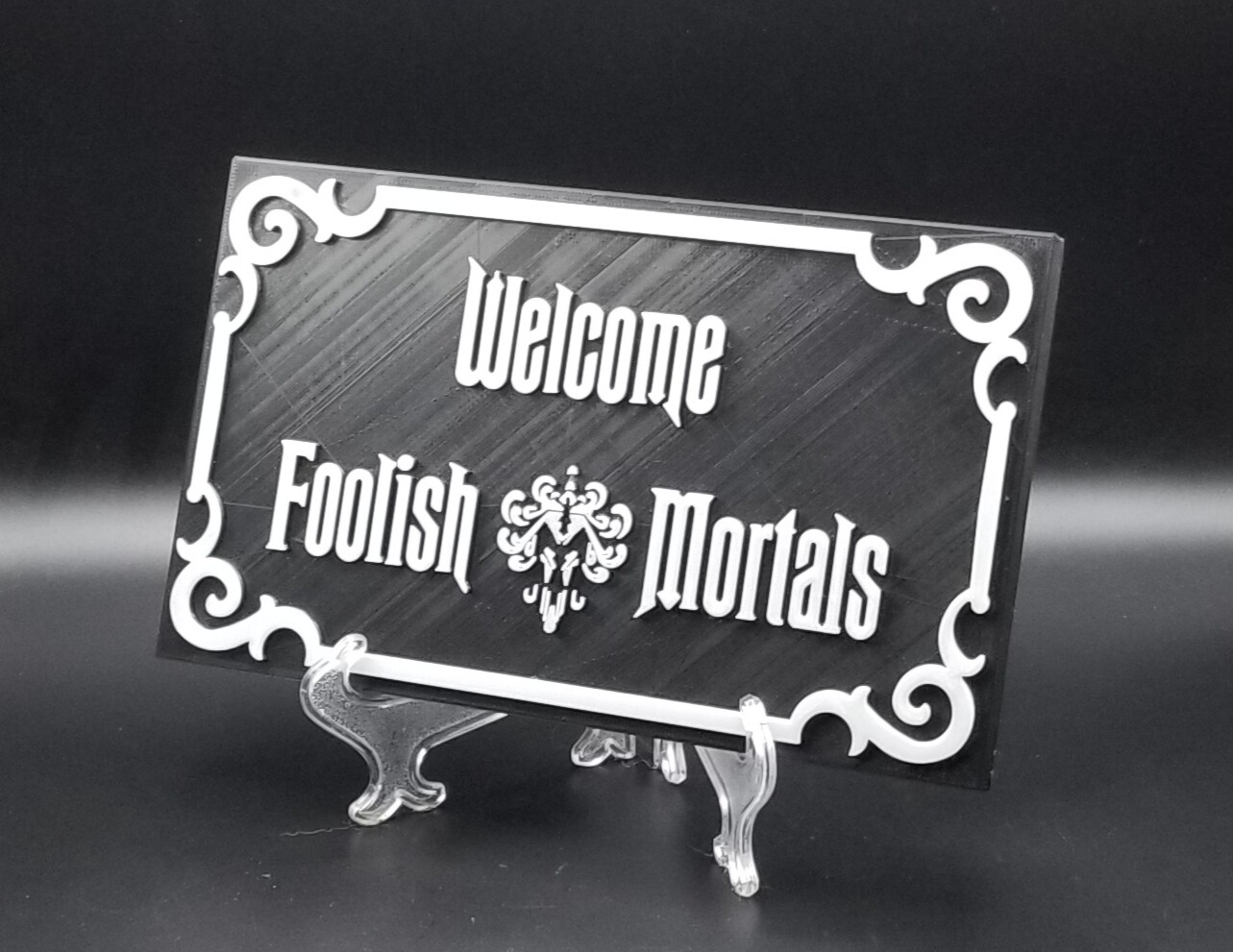 9" Glow in the Dark Haunted Mansion Inspired Welcome Foolish Mortals Prop Sign