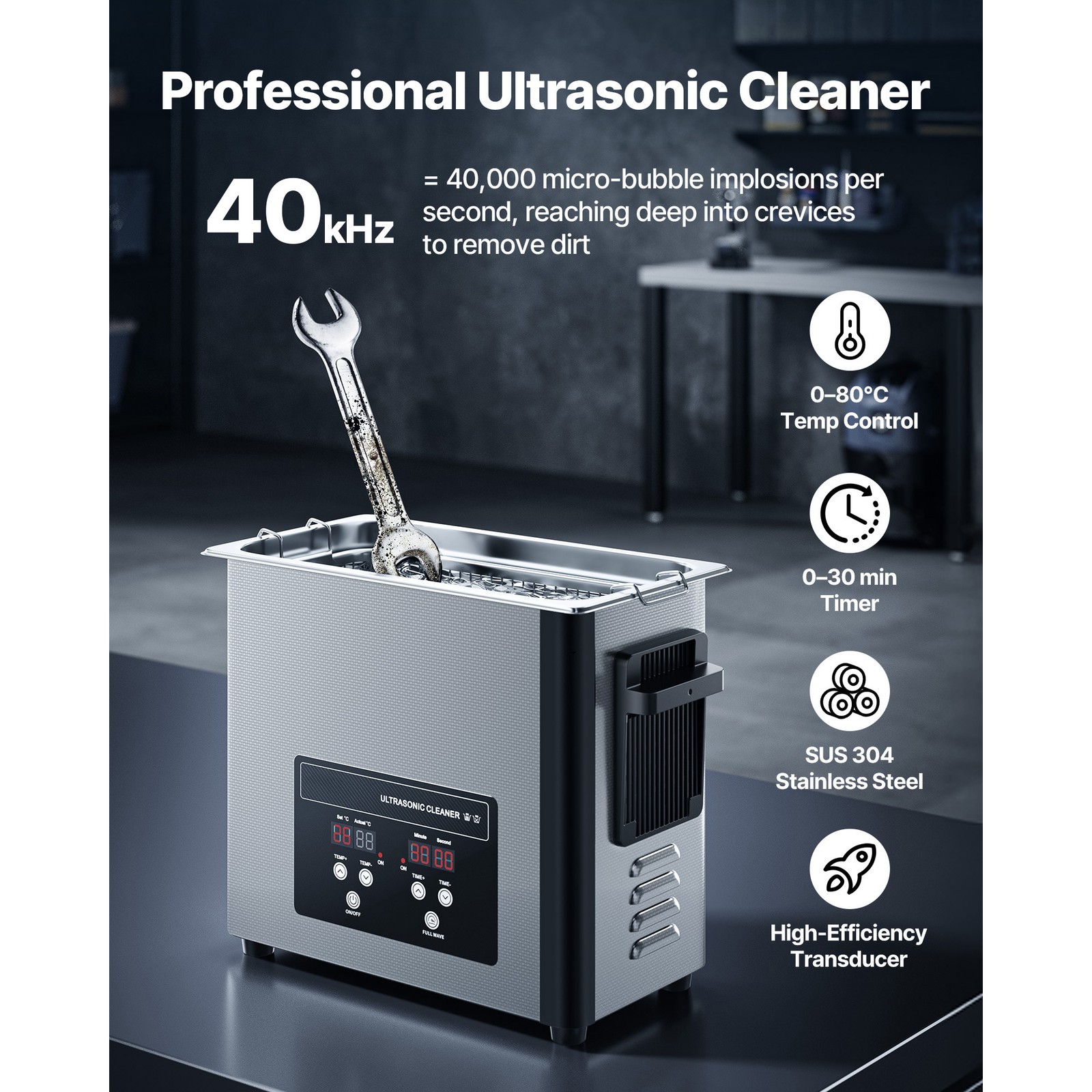 Uimoso 6L Ultrasonic Cleaner with Digital Timer & Heater Jewelry Cleaner 120W
