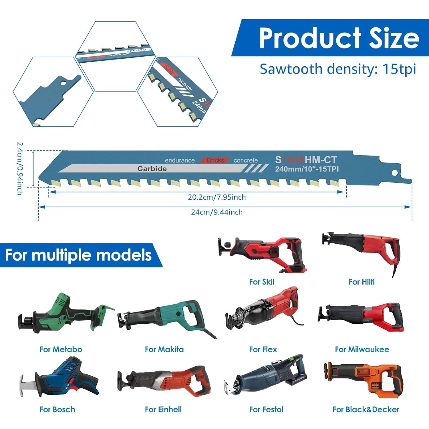 10/12/18/20inch Concrete Saw Blade, Masonry Reciprocating Saw Blades, Alloy Stee
