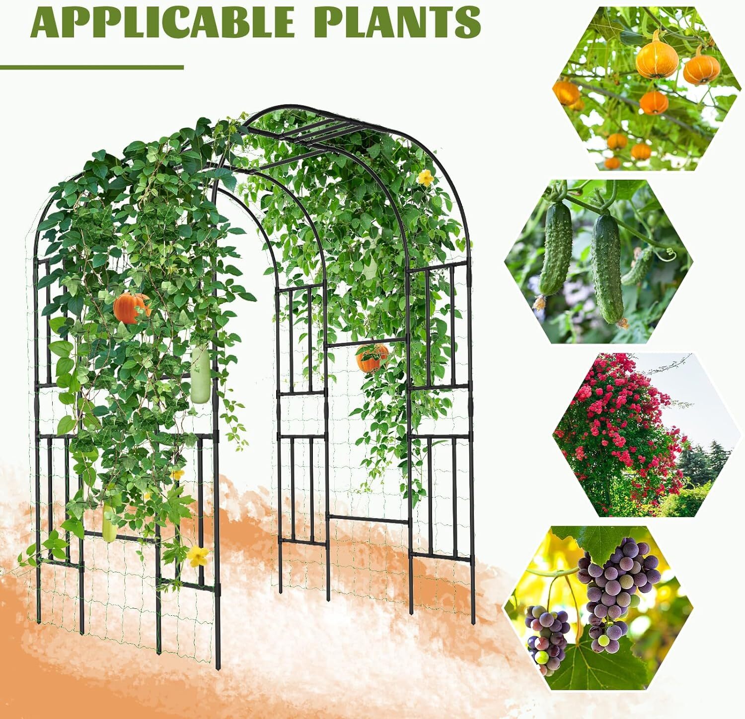 NAIZEA Garden Arch Arbor Trellis Archway Garden Trellis for Lawn, Party Ceremony